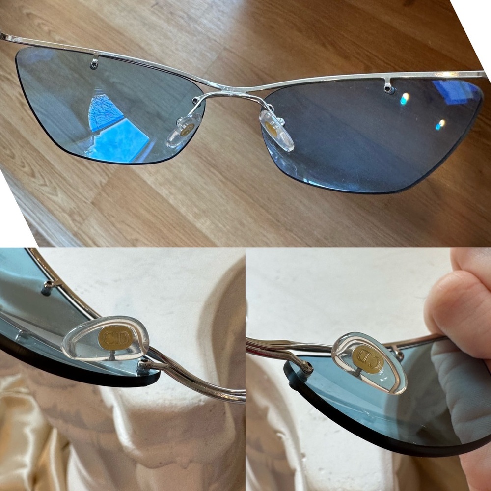 Christian Dior Flash RARE Vintage Y2K Rimless Sunglasses in Blue - Picture 12 of 14